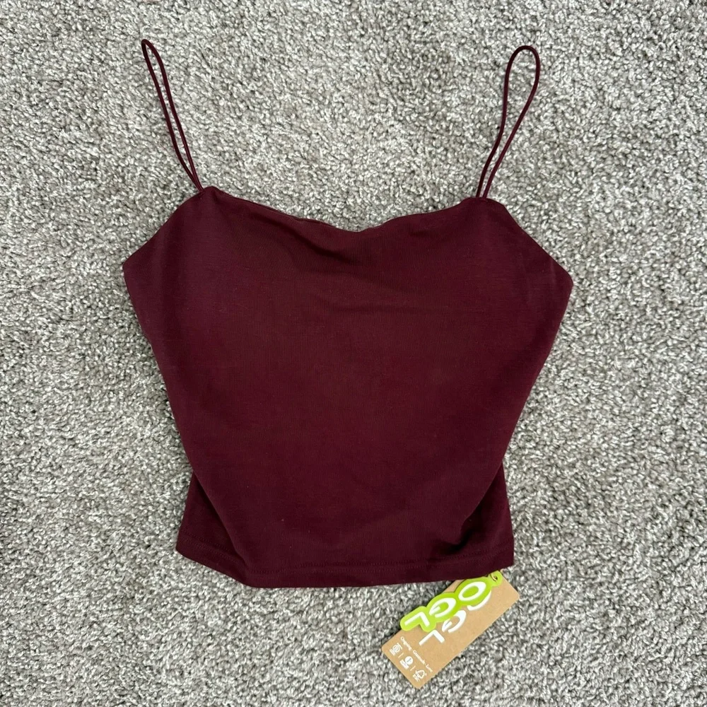 NWT OGL Essential Spaghetti Strap Cropped Airy Brami Tank Top Sz S Built in Bra - Picture 2 of 6